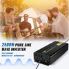 Pure Sine Wave Inverter, 2500 Watt Power Inverter, DC 12V to AC 120V Car Inverter, with USB Port, LCD Display, and Remote Controller Power Converter, for RV Truck Car Solar System Travel Camping