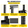 Server Rack, 6U Open Frame Rack, 4-Post IT Server Network Relay Rack, 19 Inch Server/Audio Network Equipment Rack Cold Rolled Steel, Heavy Duty Threaded Rack, Holds Network Servers & AV Gear