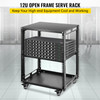 Server Rack, 12U Open Frame Rack, 4-Post IT Server Network Relay Rack, 19 Inch Server/Audio Network Equipment Rack Cold Rolled Steel, Heavy Duty Rack w/Casters, Holds Network Servers & AV Gear