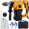 Rotary Hammer, 1.26' SDS - Plus Hammer Drill  4 Functions & 360 Degree Rotating Handle, 13A 1500W  6 Step Variable Speed Adjustment 0-850RPM Hammering Machine Includes Chisels, Bits & Case