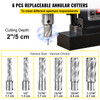 HSS Annular Cutter Magnetic Drill Set 6 PCS 3/4" Weldon Shank 2" in Depth