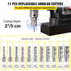 HSS Annular Cutter Magnetic Drill Set 11PCS 3/4" Weldon Shank 2" in Depth