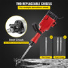 Demolition Jack Hammer Jack Hammer Concrete Breaker 1200 BPM Heavy Duty Electric Jack Hammer 3 Chisel Bit W/Gloves & 360Ã¸ Swiveling Front Handle for Trenching, Chipping, Breaking Holes
