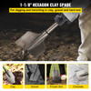 Clay Spade, 17.9' x 5.5' 1-1/8' Hex Shank, 40Cr Steel Jackhammer Bit for Electric Demolition Jack Hammer Carrying Case, Trenching and Digging Shovel Bit for Clay, Gravel, Frozen Soil