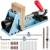 Pocket Hole Jig Kit, Adjustable & Easy to Use Joinery Woodworking System, Aluminum Punch Locator, Wood Guides Joint Angle Tool w/Extension Rod Screws for DIY Carpentry Projects