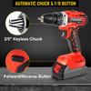 Cordless Drill Driver, 20V 2Ah Cordless Drill Combo Kit, 2/5" Keyless Chuck Impact Drill, Electric Screwdriver Set With 2 Speed, 21+1 Torque Brushless Cordless Drill for Home Improvement & DIY