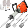 Demolition Jack Hammer 2200W Jack Hammer Concrete Breaker 1400 BPM Heavy Duty Electric Jack Hammer 6pcs Chisels Bit w/Gloves & 360Ã¸C Swiveling Front Handle for Trenching and Breaking Holes