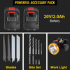 Cordless Drill Combo Kit, Lithium-Ion Brushless 4-Pc Combo Kit, 20V Cordless Drill 2/5'', Reciprocating Saw 0-3000 SPM, Cordless Circular Saw 4900 RPM, Work Light, Power Tool Set for Improvement
