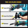 Cordless Reciprocating Saw, 18V Max Reciprocating Saw, 1 Battery Brushless Reciprocating Saw Kit, Powerful Variable Speed 180Ã¸ Rotation Reciprocating Saw with 4 Blades for Wood & Metal Cutting
