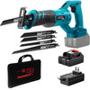 Cordless Reciprocating Saw, 18V Max Reciprocating Saw, 1 Battery Brushless Reciprocating Saw Kit, Powerful Variable Speed 180ø Rotation Reciprocating Saw with 4 Blades for Wood & Metal Cutting