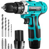 Cordless Drill Driver, 12V Max Cordless Drill Combo Kit, 2/5" Keyless Chuck Impact Drill, Electric Screwdriver Set With 2 Speed, 18+1 Torque Cordless Drill for Home Improvement & DIY