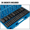 Impact Socket Set 1/2 Inches 26 Piece Impact Sockets, Deep Socket, 6-Point Sockets, Rugged Construction, Cr-V, 1/2 Inches Drive Socket Set Impact Metric 10mm - 36mm, with a Storage Cage