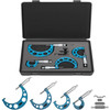 Outside Micrometer Set, 0-4" Machinist Micrometer, 0.0001" Graduation Micrometer Set, 4 Pcs Machinist Tool Set, Alloy Precision Micrometer, Laser-Etched Micrometer Standard Set with Fitted Case