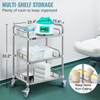 Lab Rolling Cart 3 Shelves Shelf Stainless Steel Rolling Cart Catering Dental Utility Cart Commercial Wheel Dolly Restaurant Dinging Utility Services (23.4" x 15.6" x 33.2")
