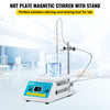 Magnetic Stirrer Hot Plate, 2000ml Stirring Capacity Max 572øF Heating Hotplate Magnetic Stirrer 200-2000 RPM Magnetic Stirrer Magnetic Mixer with Support Stand Stirring Bar for Lab College