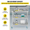 Lab Utility Cart, 500 lbs Weight Capacity Rolling Lab Cart, 3 Shelves Mobile Clinic Cart, Sturdy Stainless Steel Frame Lab Trolley, 360ø Silent Rolling Wheels w/ Foot Brake, for Lab Clinic Salon