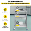 Utility Cart with 3 Shelves Shelf Stainless Steel with Wheels Rolling Cart Commercial Wheel Dental Lab Cart Utility Services (3 Shelves/ 1 Drawer)