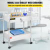 Lab Cart, 2 Tiers Stainless Steel Utility Cart Medical Cart 2 Drawers Rolling Lab Cart White Paint Serving Cart with 360ø Casters for Laboratory Hospital Dental Office Salon Beauty