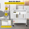 Lab Cart, 2 Tiers Stainless Steel Utility Cart Medical Cart 2 Drawers Rolling Lab Cart White Paint Serving Cart with 360Ã¸ Casters for Laboratory Hospital Dental Office Salon Beauty