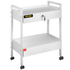 Lab Cart, 2 Tiers Stainless Steel Utility Cart Medical Cart 2 Drawers Rolling Lab Cart White Paint Serving Cart with 360ø Casters for Laboratory Hospital Dental Office Salon Beauty