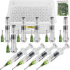 100 PCS Borosilicate Glass Luer Lock Syringe, 1mL, Reusable Glass Syringes with 14 Ga Blunt Tip Needles, for Lab, Vet, Art, Craft, Thick Liquids, Oil, Gel, Glue, Ink, Non Hypodermic