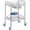 Lab Cart 2 Layers Dental Cart with 1 Drawer Stainless Steel Cart 1 Refuse Basin Lab Utility Cart w/Silent Omnidirectional Wheels Stainless Utility Cart for Laboratory Hotel Restaurant Home Use