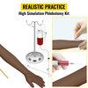 Phlebotomy Practice Kit, Dark Skin IV Practice Kit Venipuncture Learning Phlebotomy Practice Arm Kit with Infusion Stand for Nurse, Medical Students