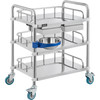 Lab Cart 3 Layers Double Drawers Medical Cart with Wheels 1 Refuse Basin Stainless Steel Cart Service Cart for Laboratory, Hospital, Dental, Restaurant Hotel and Home Use (Medium)