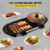 2 in 1 BBQ Grill and Hot Pot with Divider, Aluminum Alloy Electric BBQ Stove Hot Pot, Separate Dual Thermostat Teppanyaki Grill Pot with 5 Speed, for Family Dinner Friends Party Black