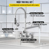 Commercial Faucet Pre-Rinse with Sprayer, 8" Adjustable Center Wall Mount Kitchen Faucet with 12" Swivel Spout, 36" Height Compartment Sink Faucet