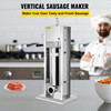 Manual Sausage Stuffer Maker 7L Capacity Two Speed Vertical Meat Filler Stainless Steel with 5 Stuffing Nozzles, Commercial and Home Use