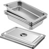 4 Pack Hotel Pan 3.7" Deep Steam Table Pan Full Size with Lid 20.8"L x 13"W Hotel Pan 22 Gauge Stainless Steel Anti Jam Steam Table Pan