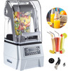 110V Commercial Smoothie Blenders, 1.5L/50.7oz 1500W Countertop Silent Blender w/ 3-Side Silica Gel Sound Shield, Quiet Blender Self-Cleaning Includes Multifunctional 2-in-1 Wet Dry Blades White