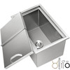 Drop in Ice Chest 18L x 12W x 14.5H Inch Stainless Steel Ice Cooler with Sliding Cover Drop in Ice Bin Included Drain-pipe and Drain Plug for Cold Wine Beer