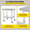 Stainless Steel Work Table with Wheels 24 x 30 Prep Table with casters Heavy Duty Work Table for Commercial Kitchen Restaurant Business (24 x 30 x 32 Inch)