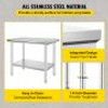 Stainless Steel Work Table 24 x 36 x 32 Inch Commercial Kitchen Prep & Work Table Heavy Duty Prep Worktable Metal Work Table with Adjustable Feet for Restaurant, Home and Hotel