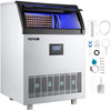 110V Commercial Ice Maker Machine 265LBS/24H, 750W Stainless Steel Ice Machine with 55LBS Storage Capacity, 126 Ice Cubes Ready in 11-15Mins, Includes Water Filter and Connection Hose