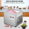 Commercial Rolled Ice Cream Machine, Stir-Fried Ice Cream Roll Machine with Single Square Pan, Stainless Steel Stir-Fried Ice Cream Roll Maker, Yogurt Cream Machine for Bars Cafs Dessert Shops