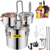 Alcohol Still, 3 Gallon, Stainless Steel Alcohol Distiller with Copper Tube & Build-in Thermometer & Water Pump, Double Thumper Keg Home Brewing Kit, for DIY Whiskey Wine Brandy