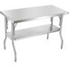 Commercial Worktable Workstation 48 x 24 Inch Folding Commercial Prep Table, Heavy-duty Stainless Steel Folding Table with 772 lbs Load, Kitchen Work Table, Silver Stainless Steel Kitchen Island