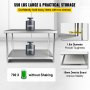 Stainless Steel Prep Table, 48 x 18 x 34 Inch, 550lbs Load Capacity Heavy Duty Metal Worktable with Adjustable Undershelf, Commercial Workstation for Kitchen Restaurant Garage Backyard
