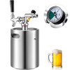 Beer Mini Keg 169 Oz, Mini Keg Growler w/Tap Faucet, Pressurized Growler 304 Stainless Steel Pressurized Beer Growler with Co2 Pressure Regulator, Beer Dispenser Portable Carbonated Growler
