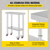 Stainless Steel Work Table with Wheels 24 x 12 x 32 Inch Prep Table with 4 Casters Heavy Duty Work Table for Commercial Kitchen Restaurant Business