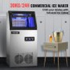 110V Commercial Ice Maker 110LBS/24H with 22LBs Storage Ice Maker Machine Stainless Steel Portable Automatic Ice Machine with Scoop and Connection Hoses Perfect for Restaurants Bars Cafe