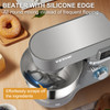 Stand Mixer, 660W Electric Dough Mixer with 6 Speeds LCD Screen Timing, Tilt-Head Food Mixer with 5.8 Qt Stainless Steel Bowl, Dough Hook, Flat Beater, Whisk, Scraper, Splash-Proof Cover - Gray