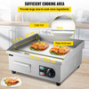 14" Electric Countertop Flat Top Griddle 110V 1500W Non-Stick Commercial Electric Griddles Restaurant Teppanyaki Grill Stainless Steel Adjustable Temperature Control 122°F-572°F, Sliver
