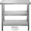 Outdoor Food Prep Table, 24x14x33 in Commercial Stainless Steel Table, 2 Adjustable Undershelf BBQ Prep Table, Heavy Duty Kitchen Work Table, for Garage, Home, Warehouse, and Kitchen Silver