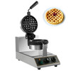 110V Commercial Round Waffle Maker Nonstick Rotated 1100W Electric Waffle Machine Stainless Steel Temperature and Time Control Suitable for Bakeries Snack Bar Family