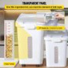 Ingredient Storage Bin, 11.4+5.8 Gallon Capacity Shelf Ingredient Bin, 420 Cup Flour Bins on Wheels Commercial Prosave Shelf-storage Ingredient Bin with Lid and Scoop Rice Bin for Kitchen White