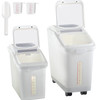 Ingredient Storage Bin, 11.4+5.8 Gallon Capacity Shelf Ingredient Bin, 420 Cup Flour Bins on Wheels Commercial Prosave Shelf-storage Ingredient Bin with Lid and Scoop Rice Bin for Kitchen White